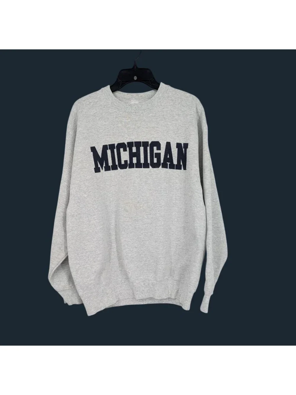 Vintage 90s Michigan Crewneck Sweatshirt Fruit of the Loom Ivy USA Made Large